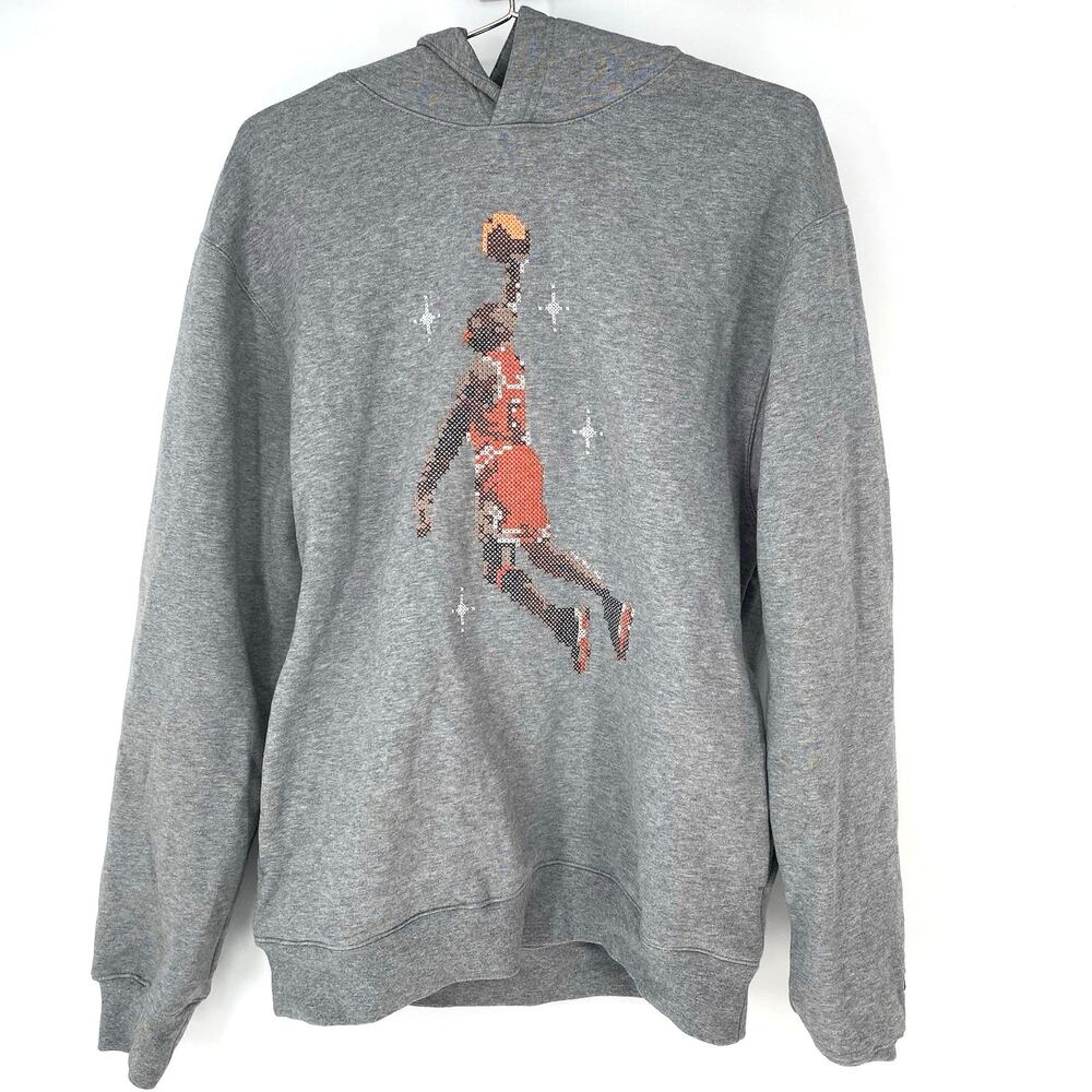 Jordan Essentials Jumpman Embroidered Gray Hoodie Sweatshirt Men's Size S